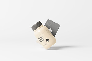 Capsule Bottle With Box Mockup