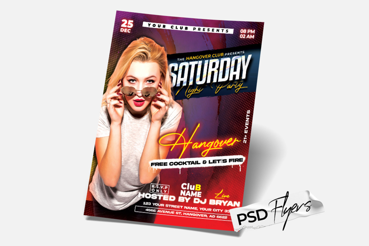 Saturday Cocktail Night Flyer (PSD), a Flyer Template by studioflyers.com (Photo 2 of 2)