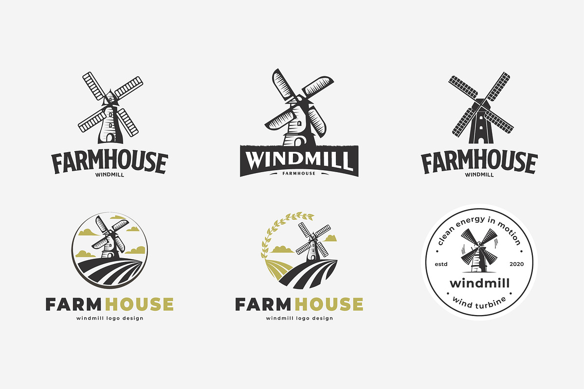 windmill logo design bundle wind
