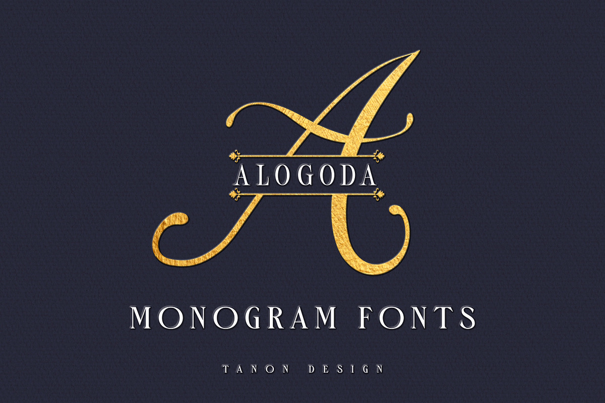 Alogoda Monogram font, luxury brand, a Script Font by Tanondesign (Photo 1 of 4)