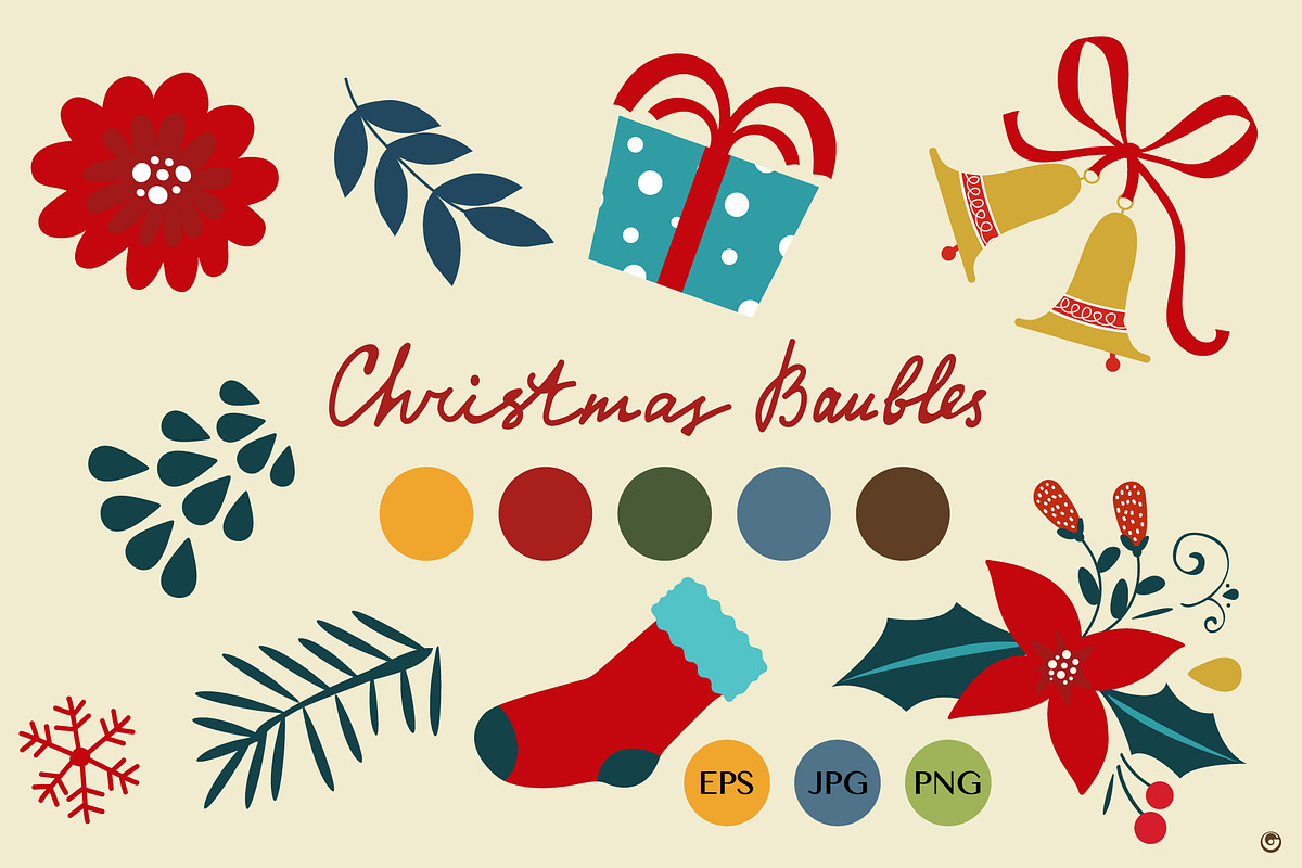 Christmas baubles set and patterns, a Decorative Illustration by Olillia (Photo 4 of 18)