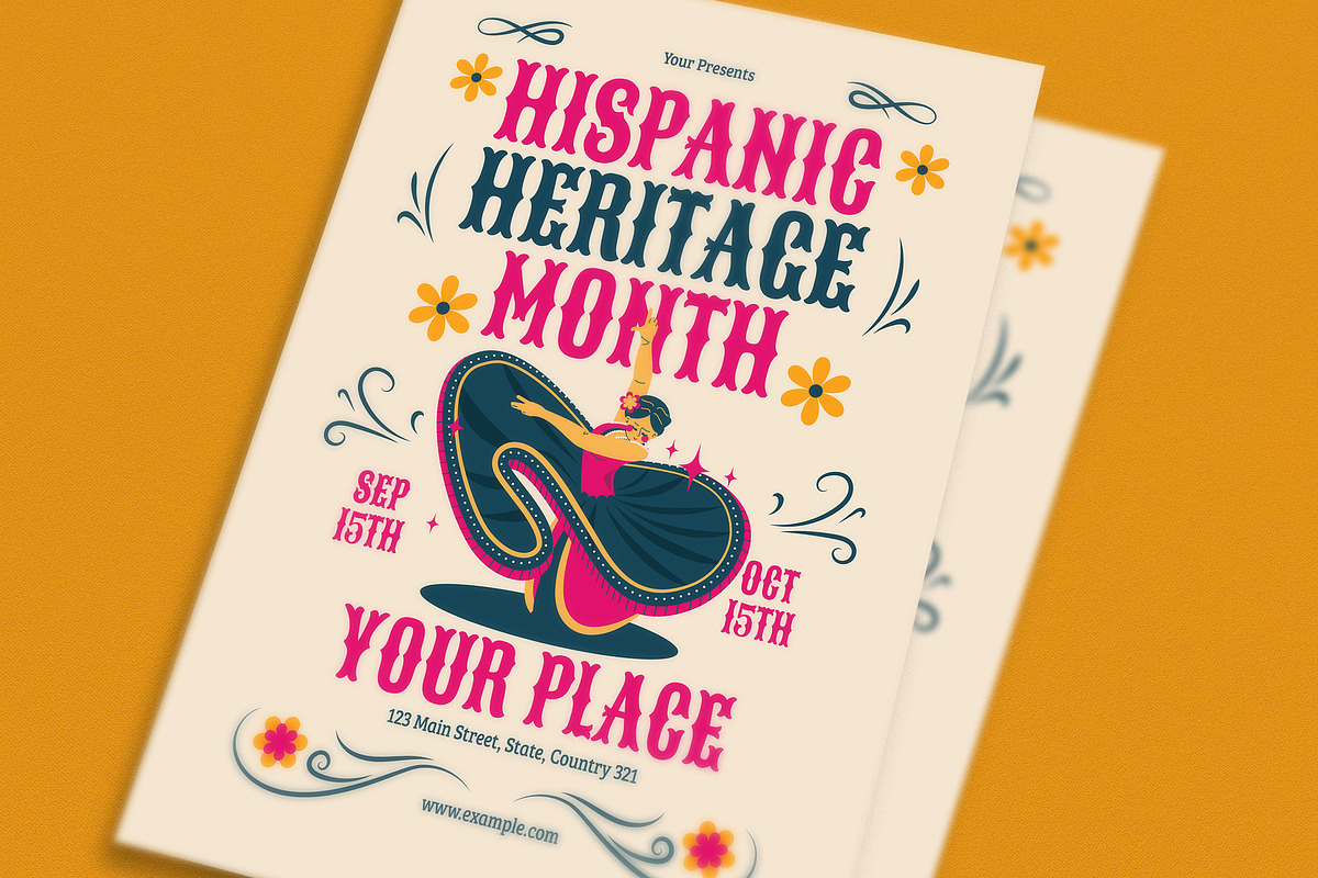 Modern Hispanic Heritage Month Flyer, a Flyer Template by VectorVactory (Photo 2 of 3)
