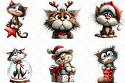 Quirky Christmas Cats Clipart, an Illustration by Black Bird Studio (Thumbnail 4 of 6)