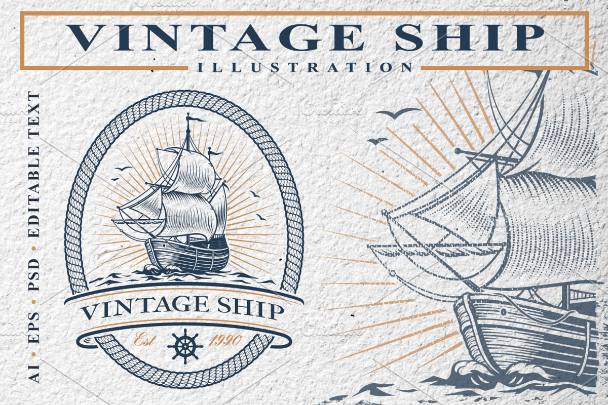 Vintage Sea Ship, an Illustration by Harry Kasyanov (Photo 1 of 3)
