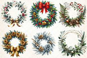 Watercolor Christmas Wreath Clipart, an Illustration by DreamCafeArt (Thumbnail 2 of 5)