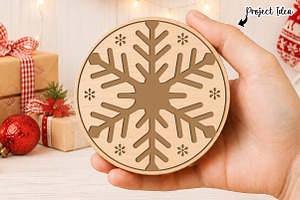 Christmas Snowflake Round Laser Cut, an Object Graphic by OK Design
