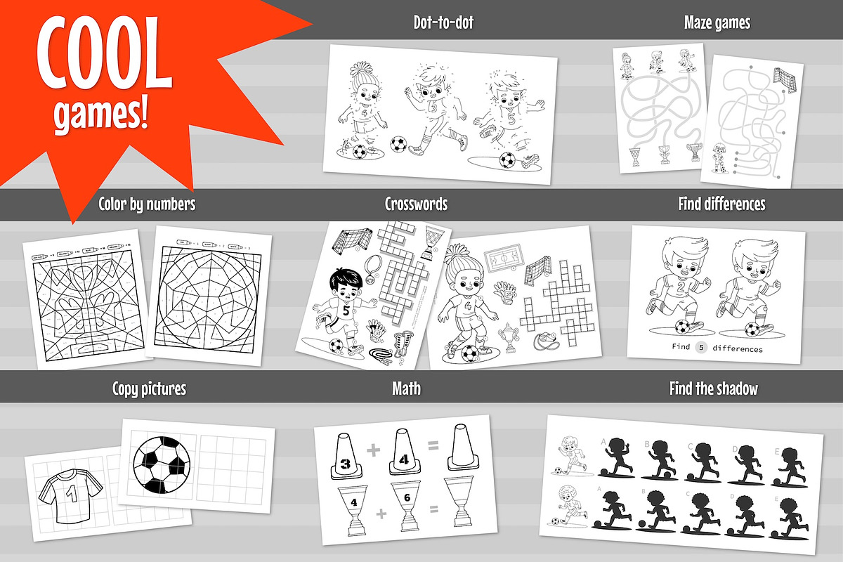 Football Colorless Playmats for Kids, an Education Illustration by Ksenya Savva (Photo 3 of 7)