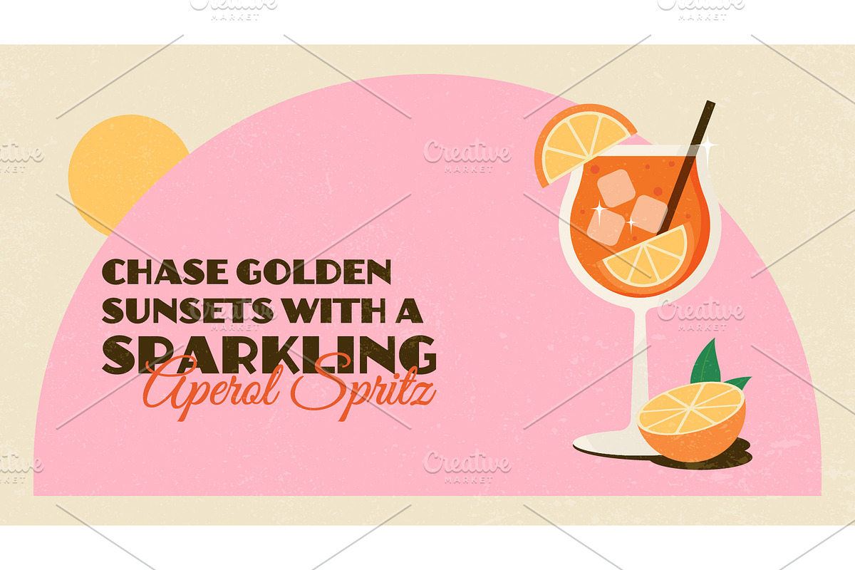 10 Summer Retro Cocktail Banners, a Seasonal Illustration by Soulprint Mercury (Photo 5 of 12)