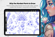 250 Floral Tattoo Procreate Stamps, a Brush Add-On by Selentaori Studio (Thumbnail 8 of 11)