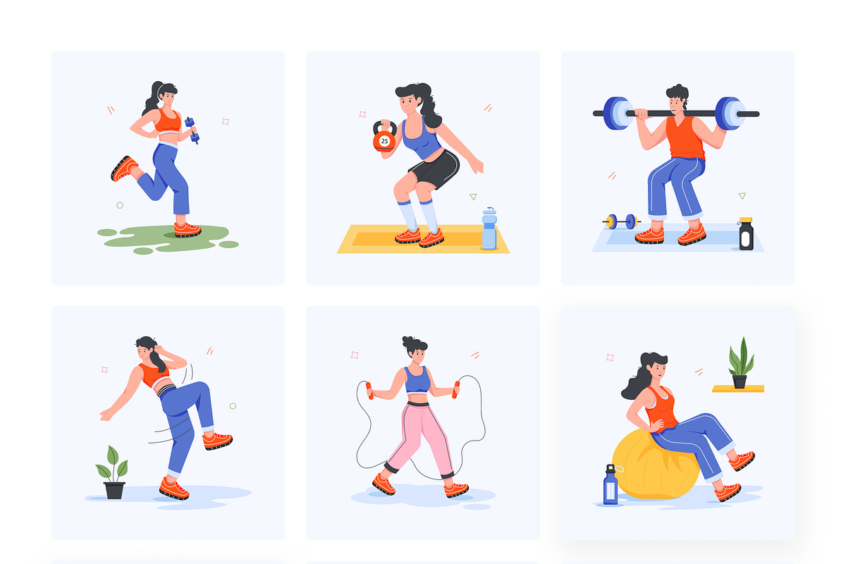 Gym and Fitness Mini Illustrations, a Person Illustration by Vectors Market (Photo 6 of 11)