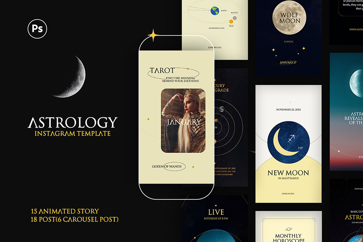 Astrology Social Media Pack PS, a Social Media Template by goodesign (Photo 1 of 11)