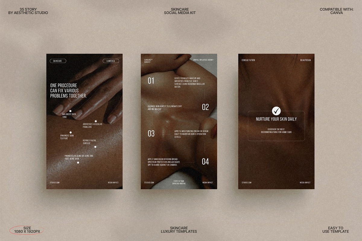Modern Skincare Stories for Canva preview 2