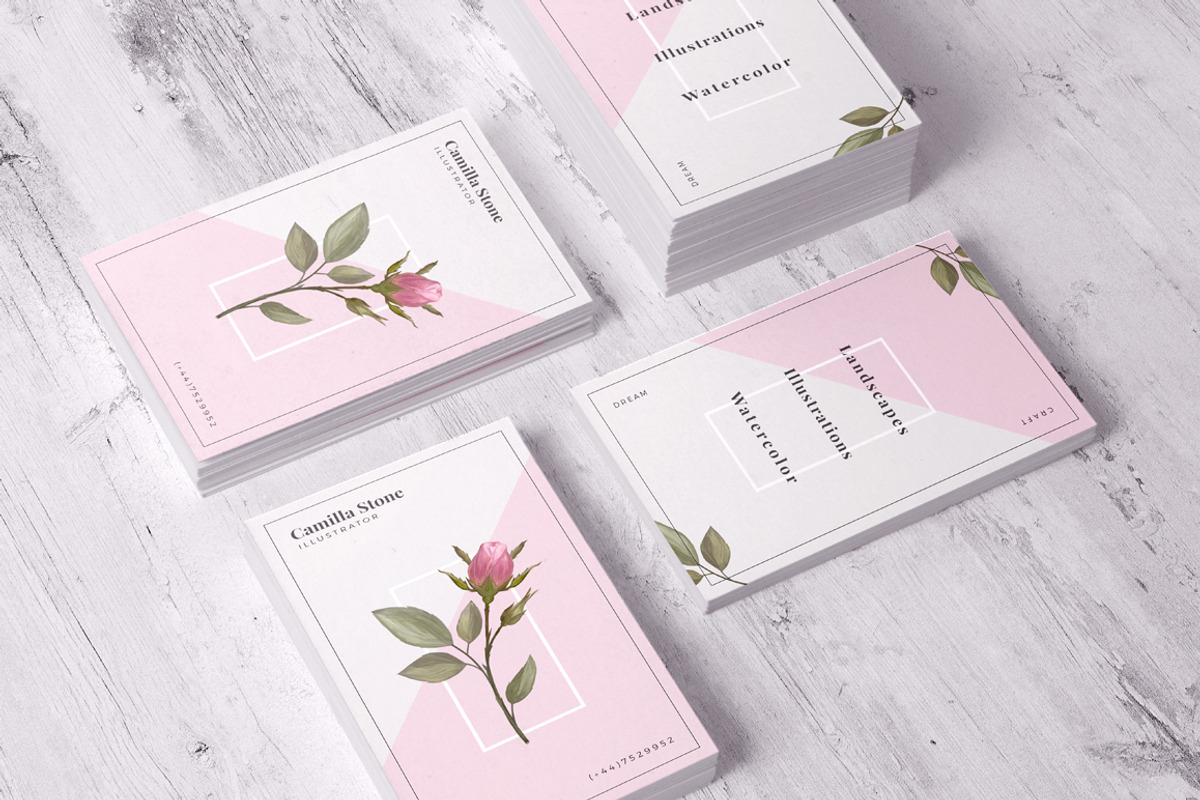 Pink Rose Business Card Template, a Business Card Template by Digital Space (Photo 2 of 5)