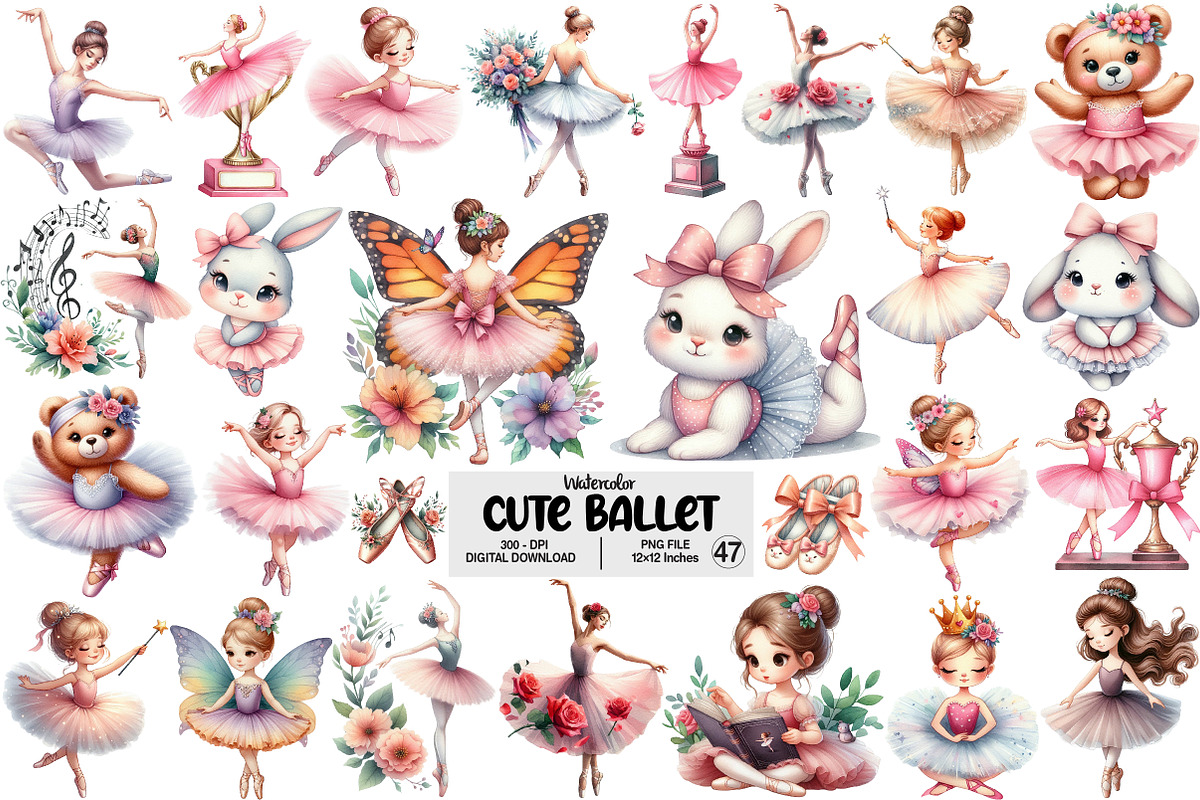 Cute Ballet Clipart, an Illustration by Pixels.Craft (Photo 1 of 10)
