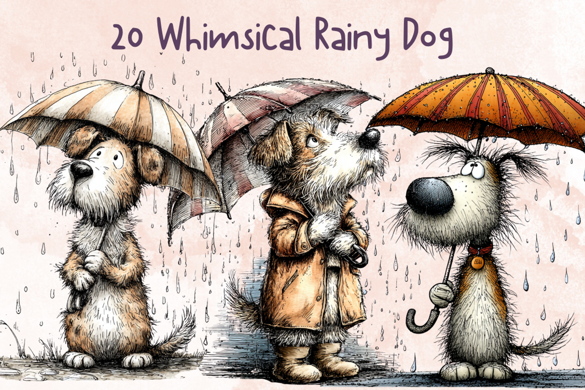 Whimsical Rainy Dog Clipart, an Animal Illustration by GiraffeCreative (Photo 1 of 20)