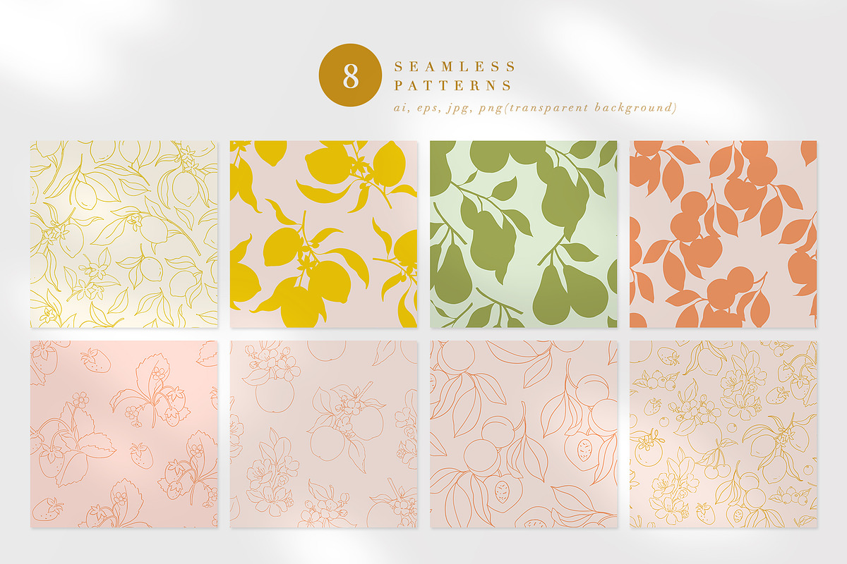Modern Fruit Logos, Pattern, Clipart, a Branding & Logo Template by Inna Moreva (Photo 5 of 12)