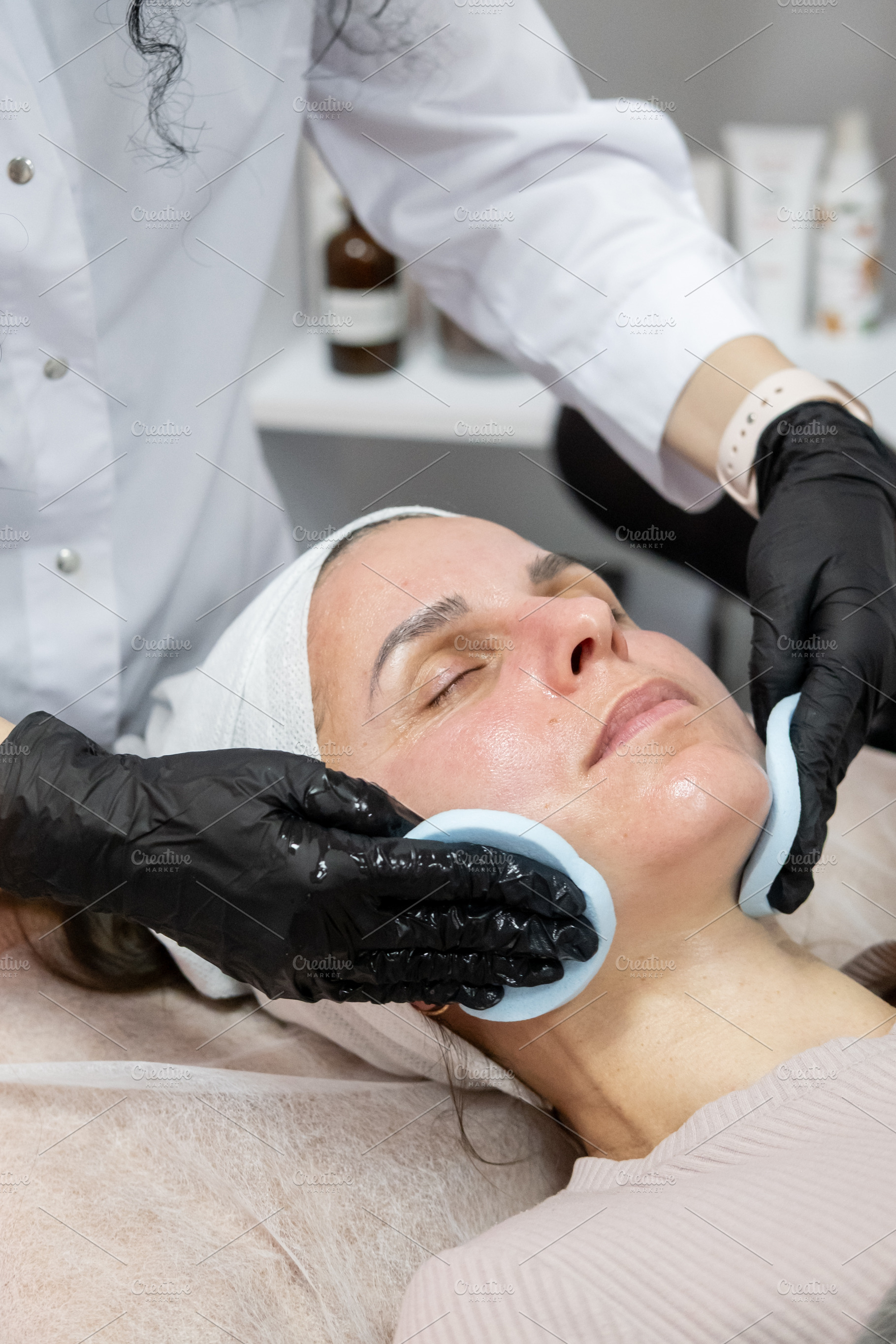 Cleansing procedure beauty treatment female face, a Person Photo by Photo Drive Studio