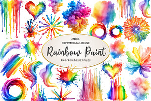 Watercolor Rainbow Paint Splash Clip, an Illustration by CreationArt