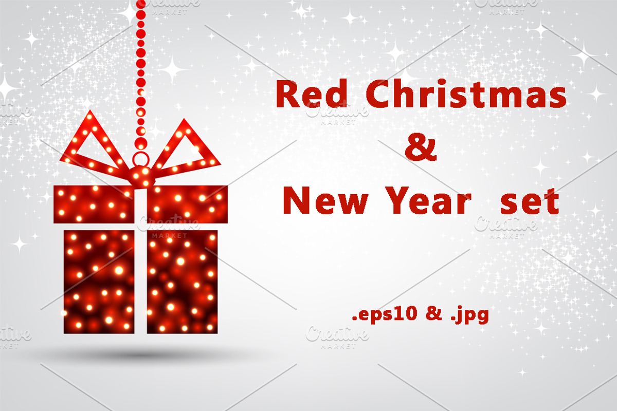 Red Christmas & New Year set, a Decorative Illustration by Vjom (Photo 1 of 12)