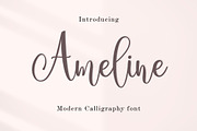Ameline Script, a Script Font by Amarlettering (Thumbnail 1 of 6)