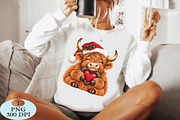Christmas Highland Cow Heart PNG, a Seasonal Illustration by Daily.Designs (Thumbnail 4 of 5)