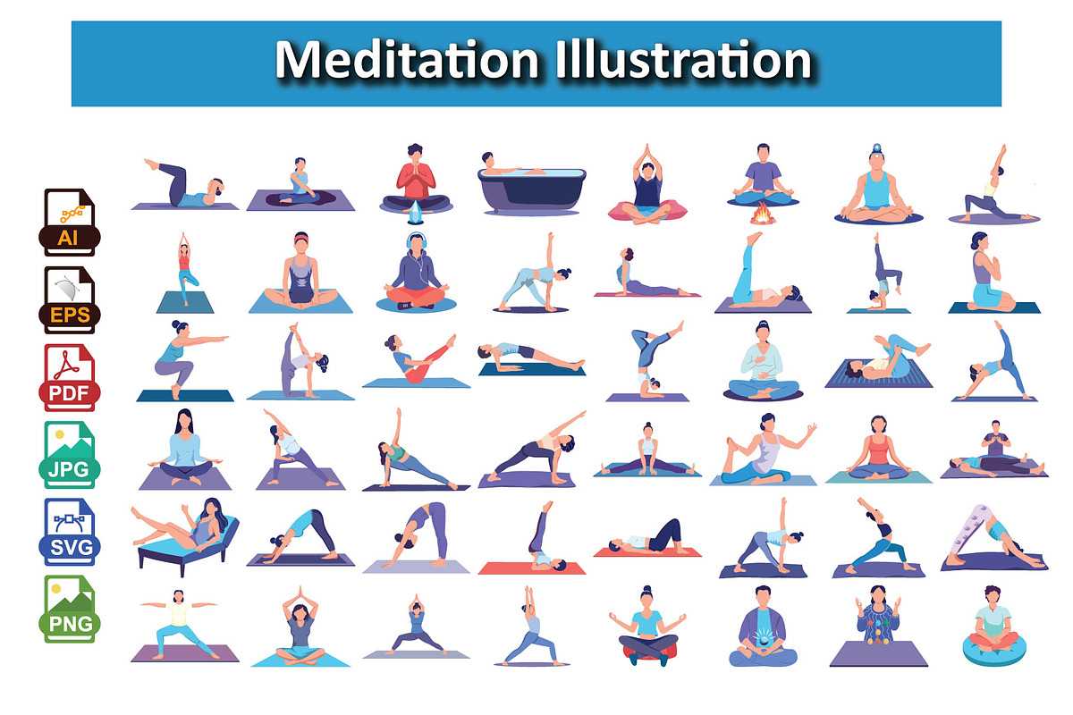 Meditation Illustration Pack, an Illustration by Vector Portal (Photo 1 of 5)