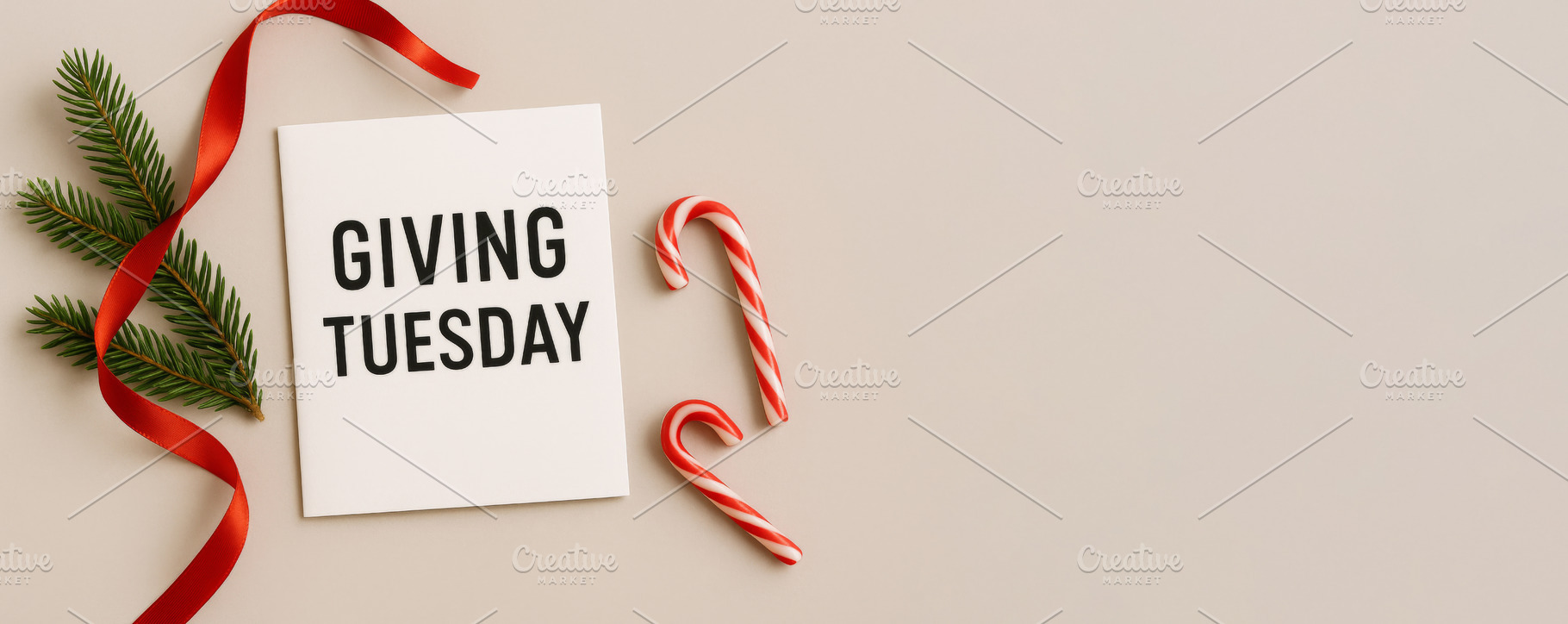 Giving Tuesday holiday card with can, a Photo by Dvoevnore photos