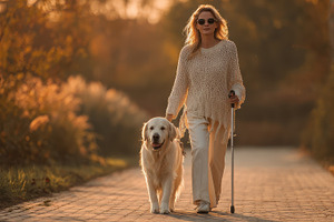 Woman with Golden Retriever Guide Do, a Photo by Pixeness Studio