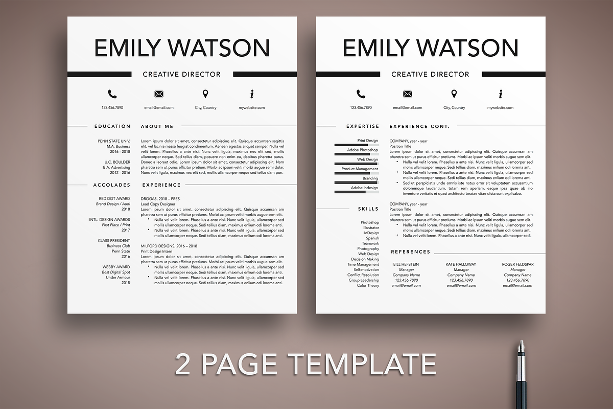 Minimal Resume Template Word/Pages, a Resume Template by The Creative Resume (Photo 2 of 8)