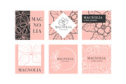 Hand-Drawn Magnolia. Linocut set, a Background Graphic by Lettering_Logo (Thumbnail 2 of 17)
