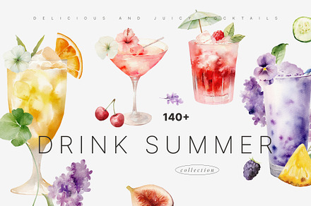 DRINK SUMMER Cocktails & Drinks, a Food Illustration by Muse Artist