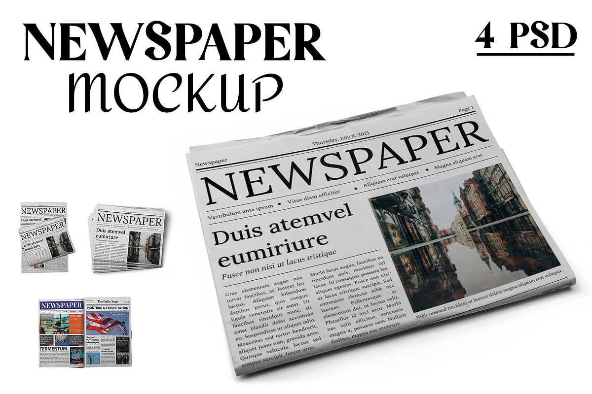 Newspaper Mockup, a Product Mockup by Mockupfit (Photo 1 of 9)