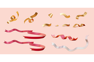 3D Party Ribbon Element Set, a Decorative Illustration by TotallypicRF