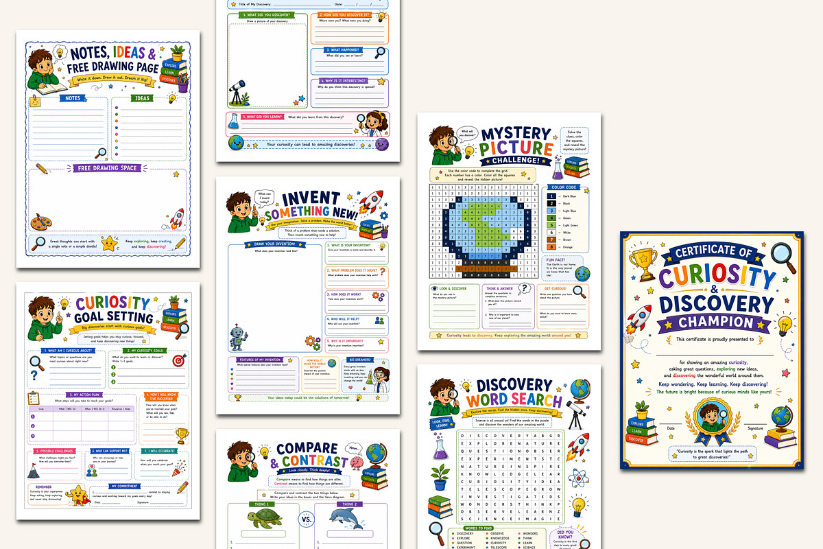 Curiosity & Discovery Workbook, a Stationery Template by Designmela01 (Photo 4 of 5)