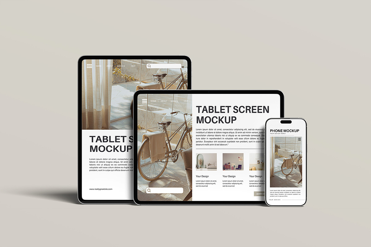 Tablet and Smartphone Mockup, a Device Mockup by ZifaraDesign (Photo 2 of 5)