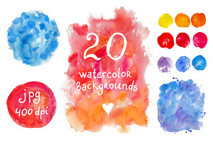 Big set of watercolor backgrounds