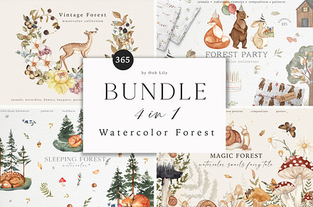 Forest BUNDLE. Watercolor Woodland, an Animal Illustration by Ooh Lily
