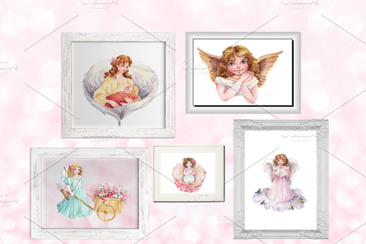 Cute Angels Clipart Images, an Illustration by Whimseez (Photo 3 of 3)