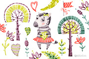 Watercolor nursery cute Zebra friend, an Animal Illustration by UlitkaStudio (Thumbnail 2 of 11)