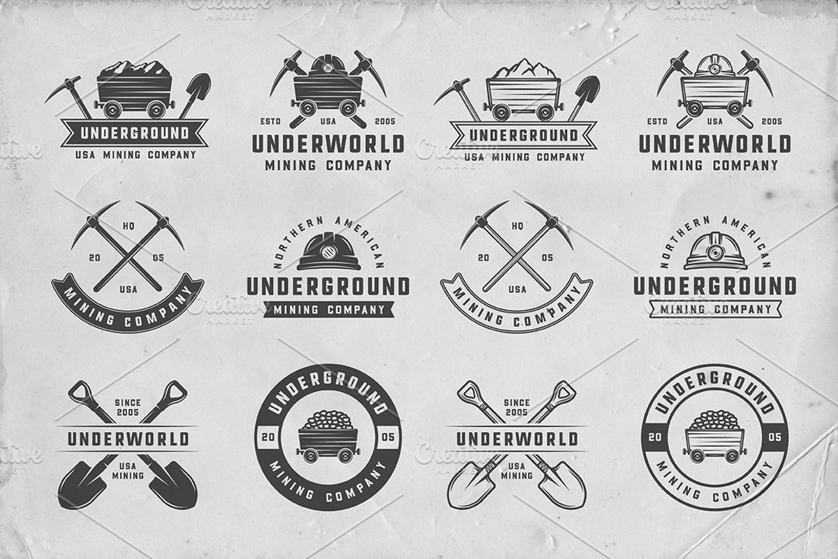 36 Vintage Mining Emblems part 2, a Branding & Logo Template by AkimD (Photo 5 of 6)