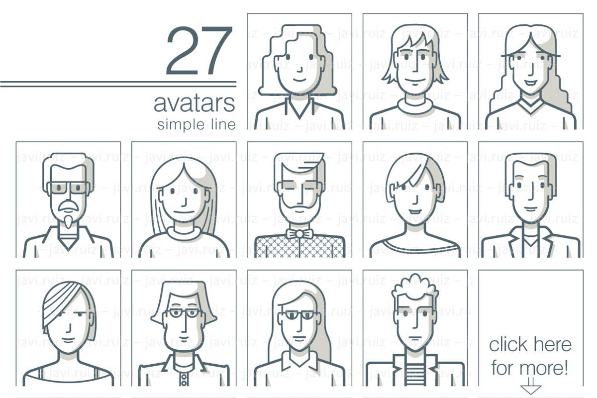 Avatars simple line, a Person Illustration by javi.ruiz