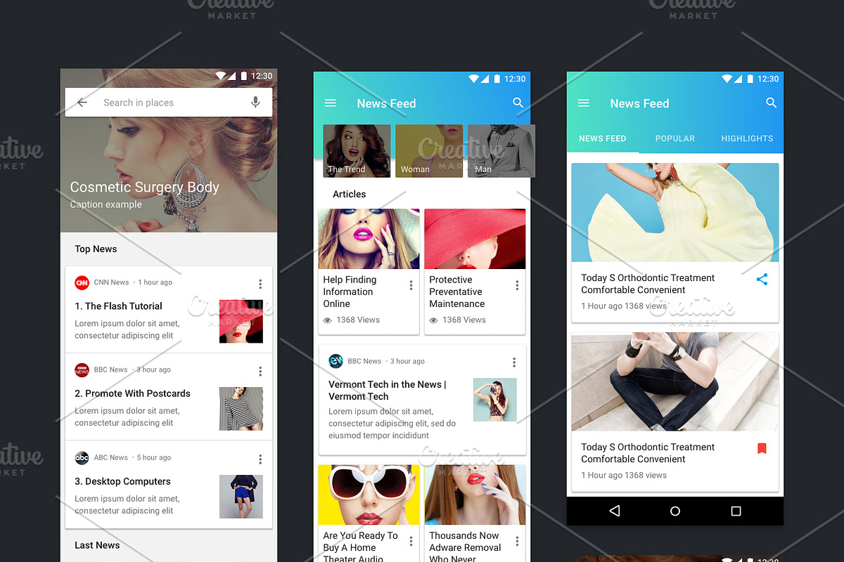 Material Theme UX/UI Kit, an UI Kit Template by App for Mobile & Website (Photo 3 of 9)