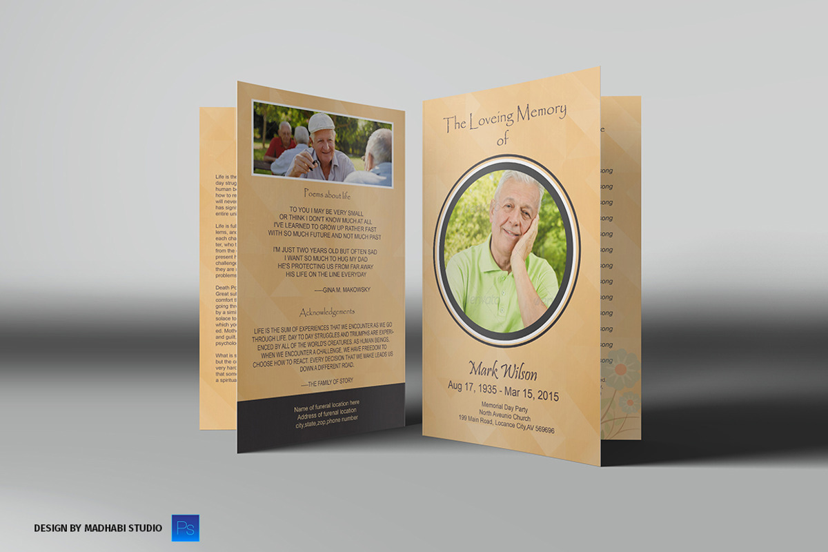 Funeral Program Template Simple, a Brochure Template by Madhabi Studio (Photo 3 of 7)
