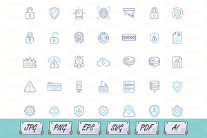 Security and Privacy Line Icons, an Outline Icon by Ghagra