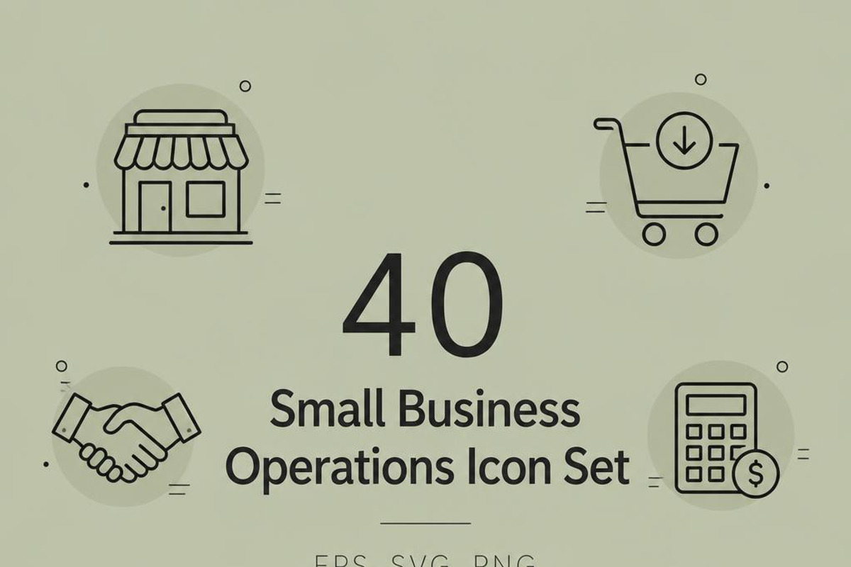 40 Small Business Icon Set, an Outline Icon by adenpinkstore (Photo 1 of 13)