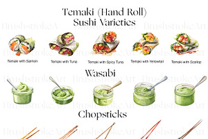 Watercolor Sushi, Japanese Food PNG