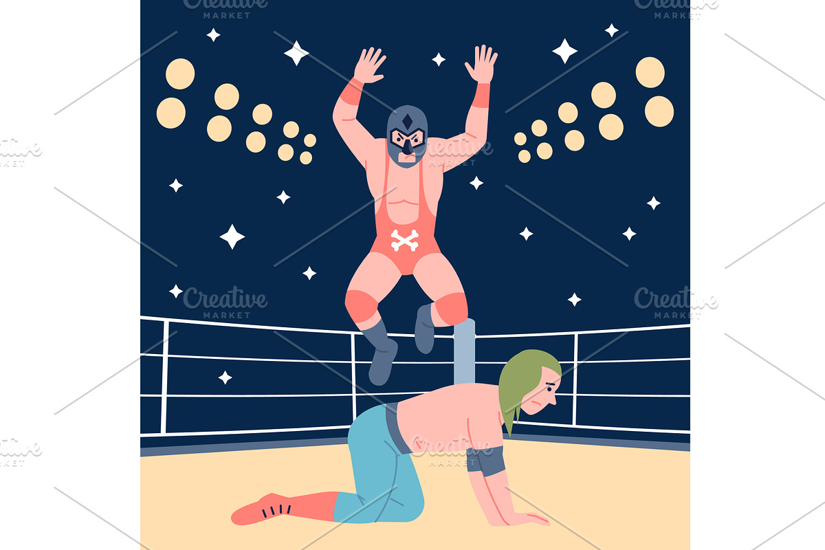 Luchadores wrestlers show. Wrestling, a Sport Illustration by LadadikArt