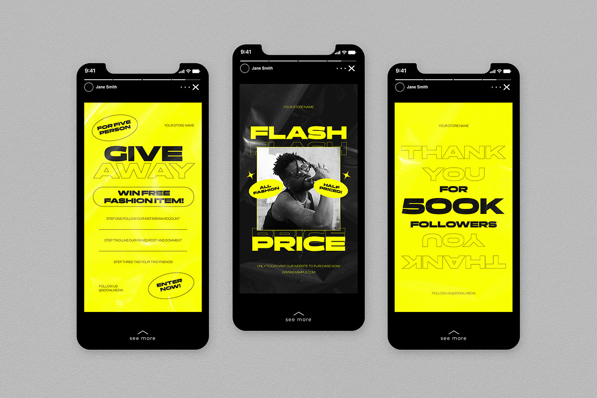 Yellow Modern Instagram Pack, a Social Media Template by graphicook (Photo 6 of 6)