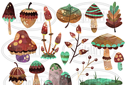 Watercolor Woodland Plants Clipart, an Illustration by DigitalArtsi (Thumbnail 2 of 3)