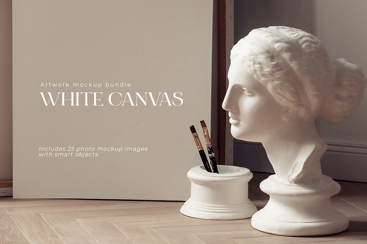 WHITE CANVAS. MOCKUP BUNDLE., a Poster Template by OntheMoon (Photo 1 of 10)